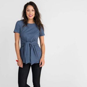 Agnes & Dora™ Side Seam Sash Top Denim Heather
